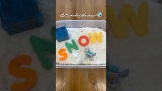 Let’s make fake snow as a sensory bin activity for your little!