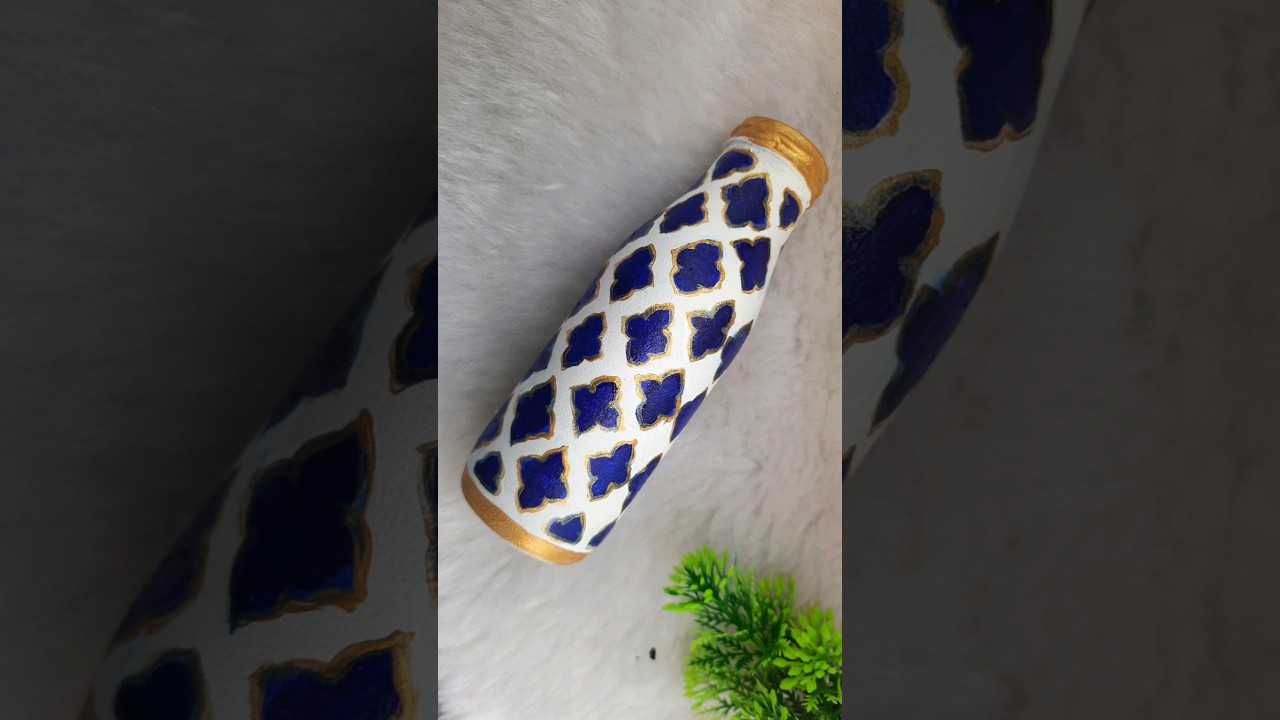 इतने आसान तरीके से ब्लू पोर्टरी ||🤩blue pottery on glass bottle || 