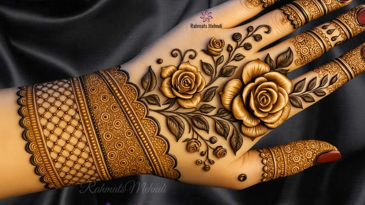 New stylish floral back hand mehndi design|easy & simple Rose mehndi design|mehandi ka design|mehndi