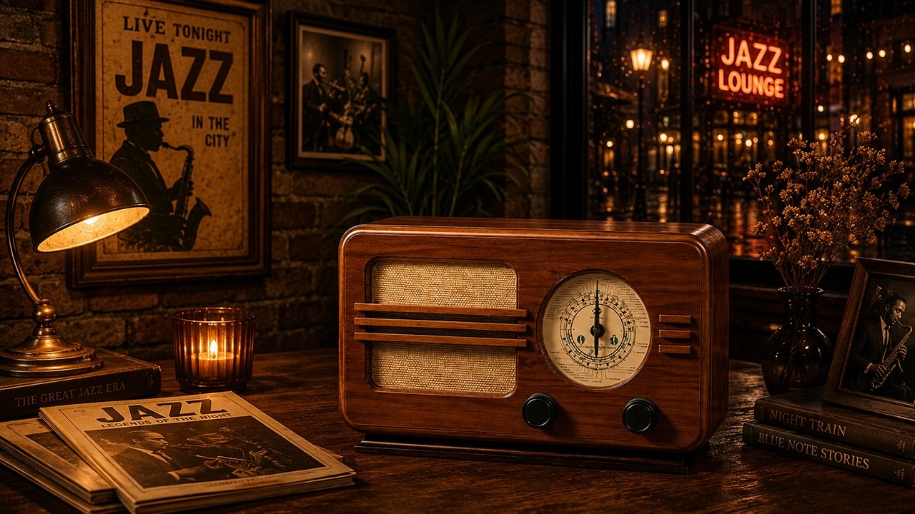 Vintage Evening Radio Jazz – 1930s 1940s Smooth Swing & Vinyl Background Music