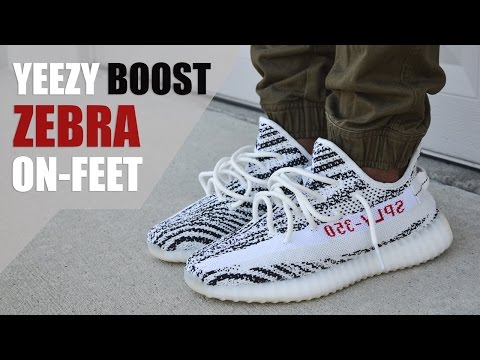 yeezy boost 35 v2 zebra on feet