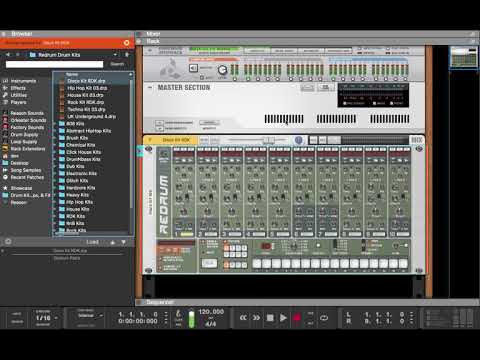 How to route drum instruments in Kong and Redrum to their own mix channels (Reason 10)