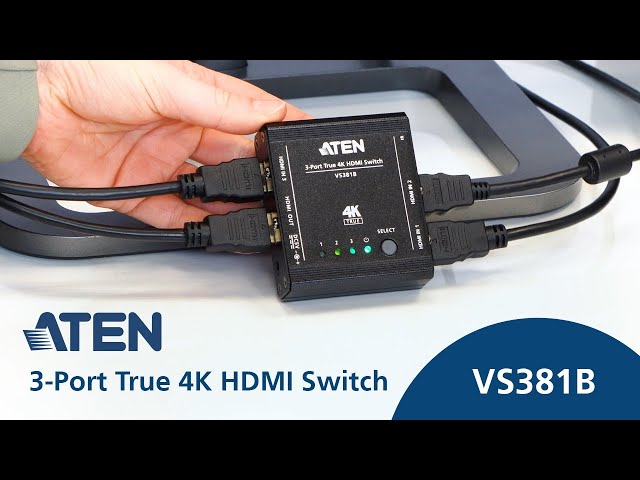 3-Port True 4K HDMI Switch - VS381B, ATEN Video Switches