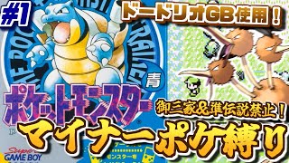 【ポケモン青版 #1】御三家＆準伝説禁止！マイナーポケモン縛りで初代ポケモンブルー版をプレイ【N64実機】