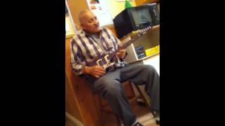 Grandad jamming out to paper jamz Guitar