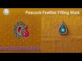 Peacock Feather Filling Work | Peacock Aari Work Using Normal Needle | Aari Work on Stitched Blouse