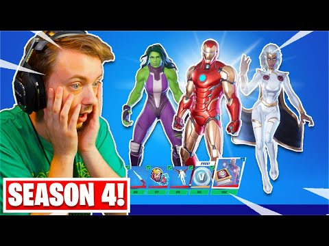 The Fortnite Season 4 MARVEL Battle Pass! *100% UNLOCKED* - The Fortnite Season 4 MARVEL Battle Pass! *100% UNLOCKED*