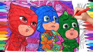 PJ Masks Coloring Pages | How to Draw PJ Masks Catboy Owelette Gekko | PJ Masks Colouring Book