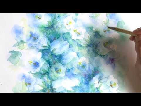 水彩画]カンパニュラの花を描く/watercolorpainting /制作過程 - YouTube