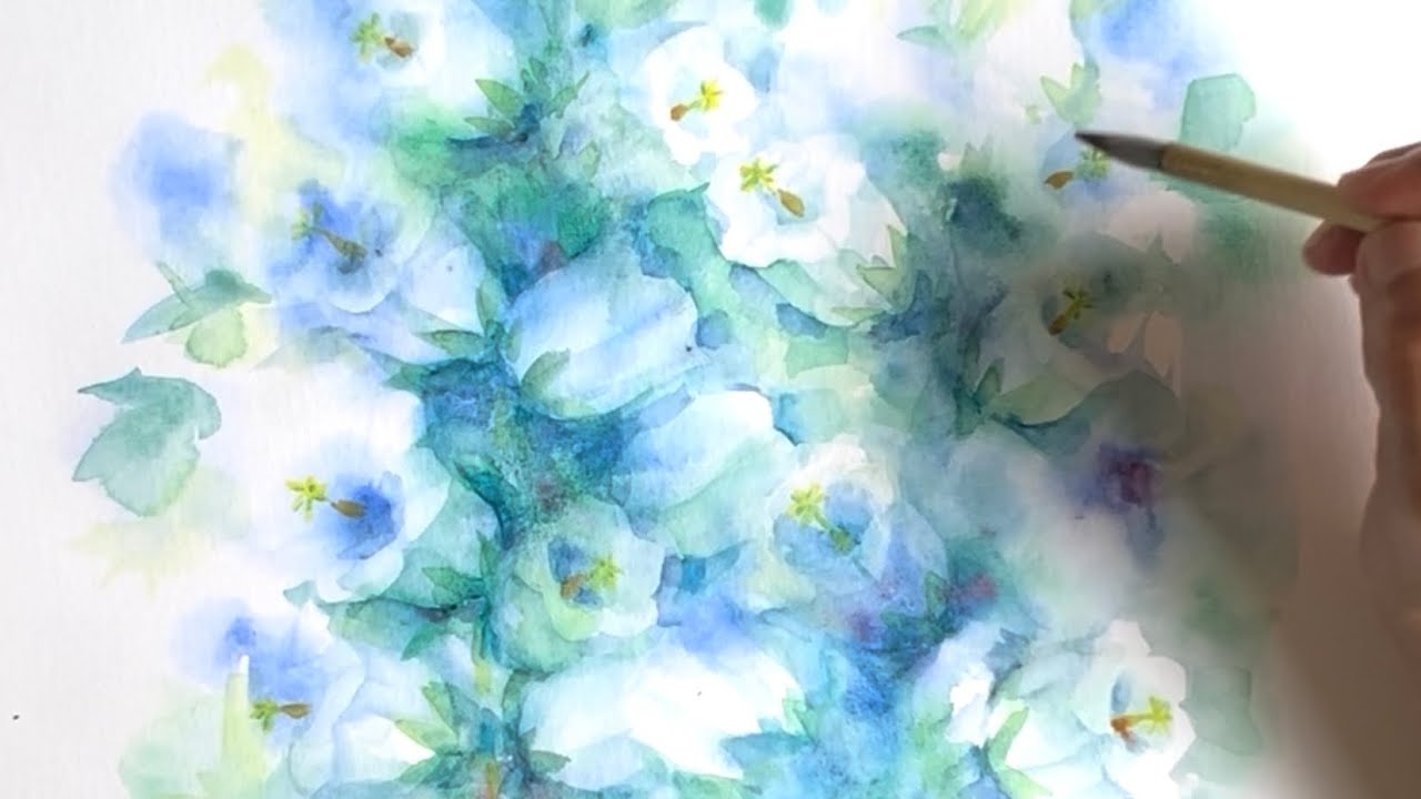 水彩画]カンパニュラの花を描く/watercolorpainting /制作過程 - YouTube