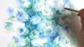 水彩画]カンパニュラの花を描く/watercolorpainting /制作過程 - YouTube