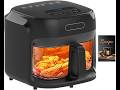 7.4QT Air Fryer with Glass Bowl, Visible Window Lid, Digital Control, 360° Rapid Air Circulation