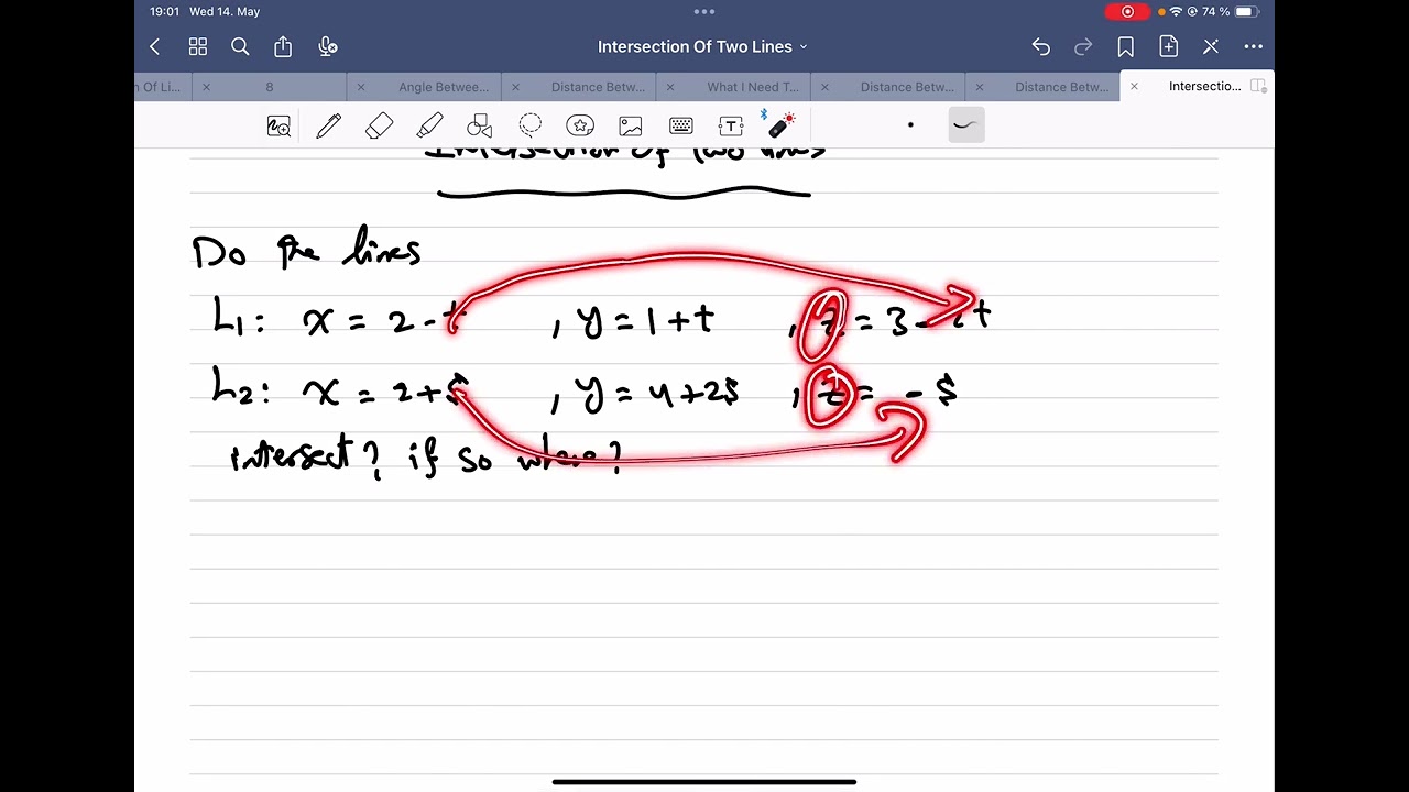 Intersection of Two Planes (Multivariable Calculus) | تقاطع مستويين في الفراغ