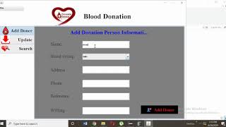 Mini Project - Blood Donation Desktop Application