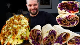 Durum Kebab, Loaded Sweet Potato Fries  ASMR MUKBANG | Dave Kay ASMR