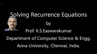 Celebrity Lecture 7: Solving Recurrence Equations Profile