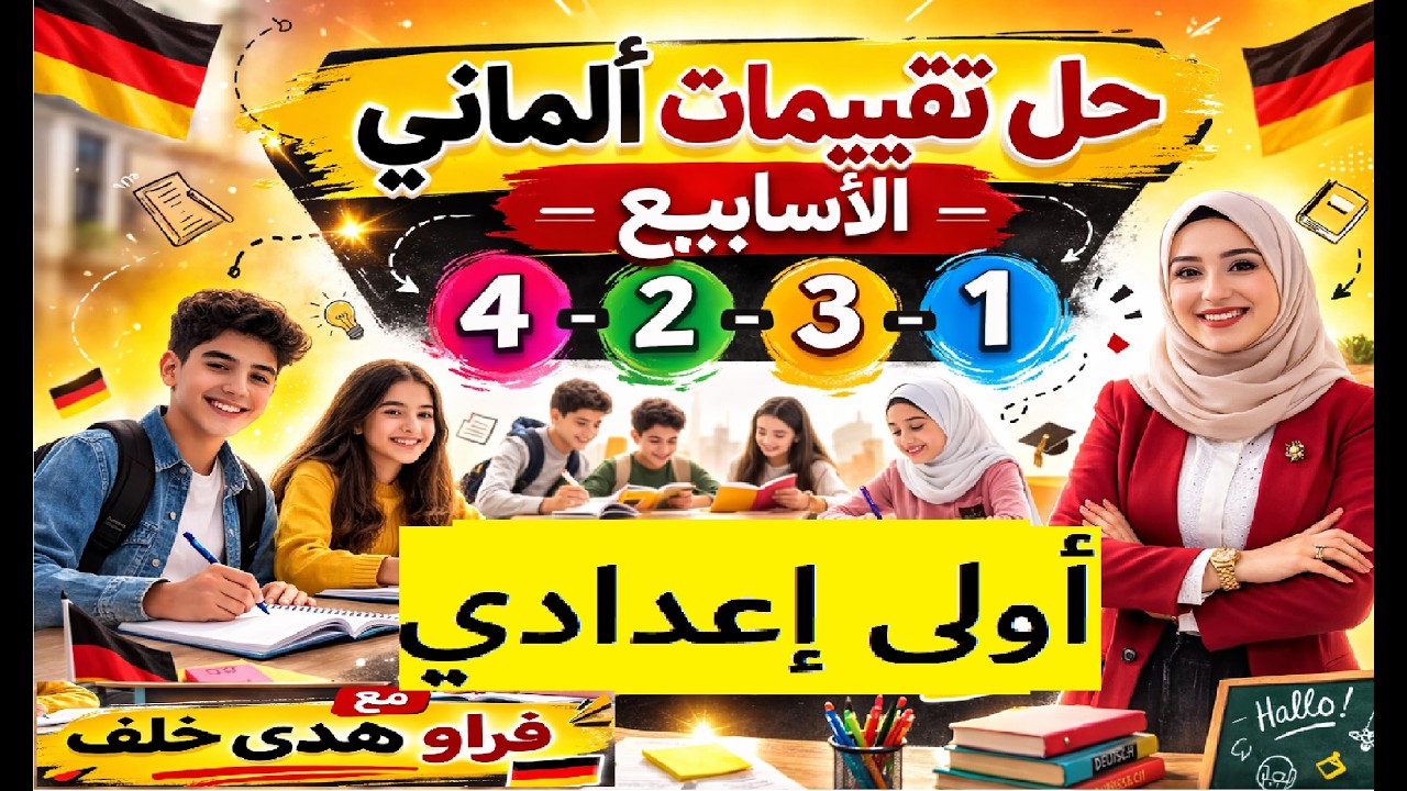 1️⃣ حل تقييمات أولى إعدادي ألماني الترم الثاني | الأسابيع 1-2-3-4