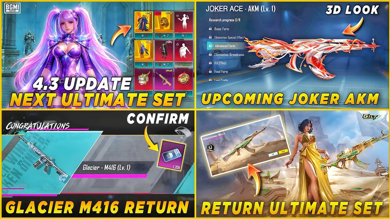 🔴 NEXT ULTIMATE SET | NEXT UPGRADABLE AKM SKIN | GLACIER M416 RELEASE DATE | RETURN ULTIMATE SET 🤩