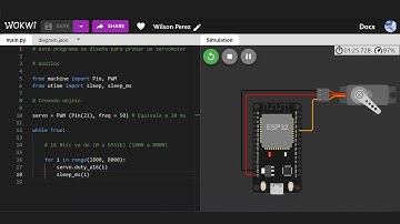 Montaje 26: Programado en un ESP32 en Python con wokwi para probar un servomotor