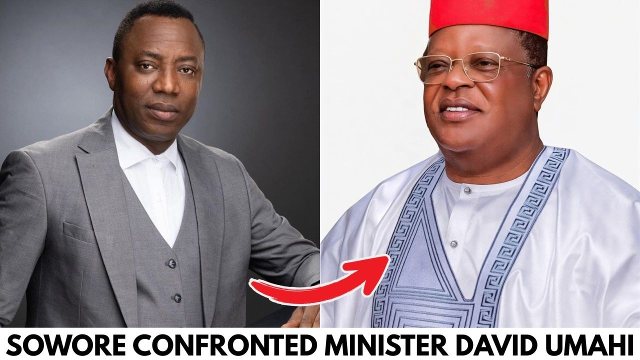 SOWORE CONFRONTED MINISTER DAVID UMAHI AT POLICE HQ OVER WOMAN'S ARREST