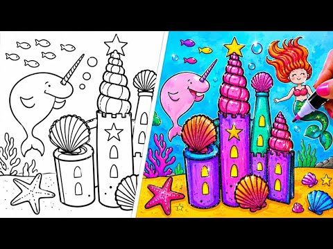 🧜‍♀️✨ Glitter Mermaid Castle! Magical Drawing Transformation 🌈🎨