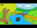 How to draw a river  scenery drawing