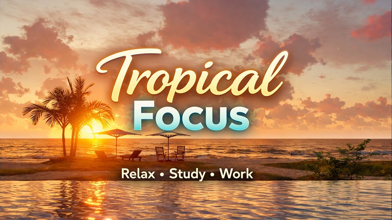 Beach Sunset Focus Music 🌅 | Relaxing Chillout Lounge for Study & Work