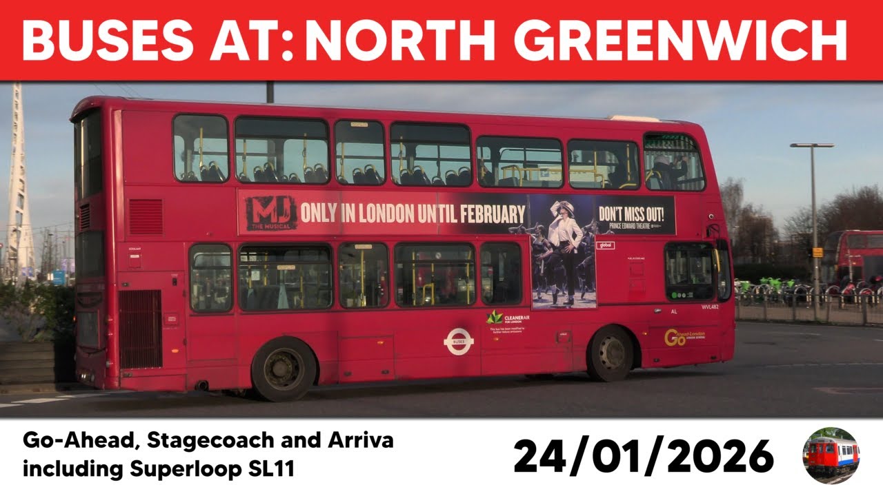 London buses at North Greenwich 24/01/2026
