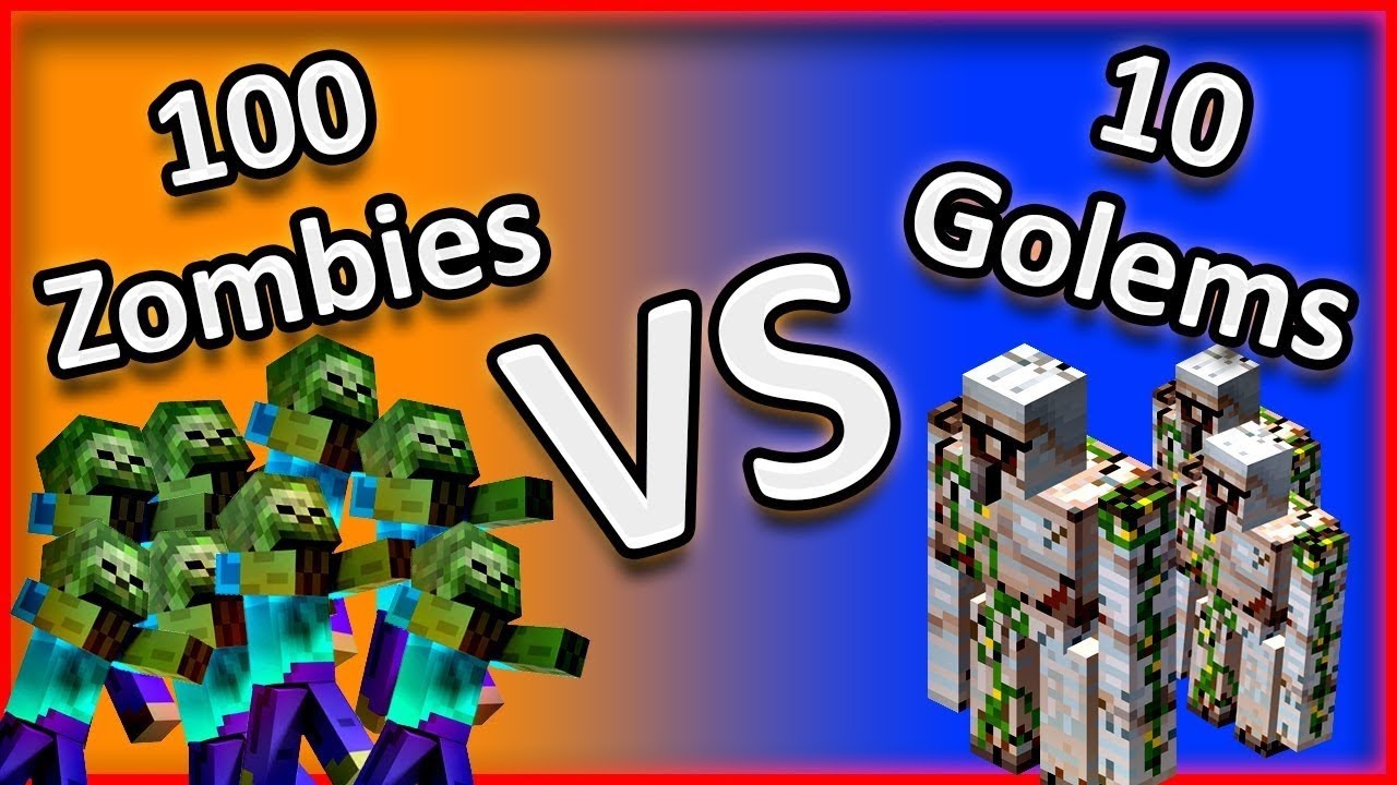 10 iron golem vs 100 zombie in Minecraft YouTube