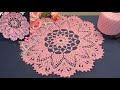 Tutorial de una hermosa carpeta tejida a crochet 🧶color rosa 🌸