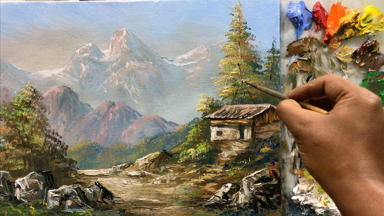 Acrylic Landscape Painting In Time lapse Painting a Beautiful Mountain Landscape with Acrylic