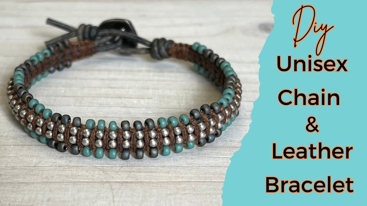 DIY Leather and Chain Bracelet Tutorial | Unisex Bracelet - YouTube