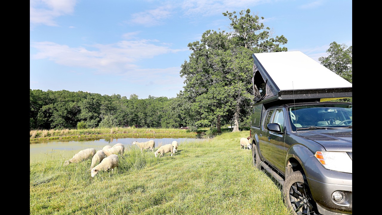 Camping in a Sheep Pasture at Mesta Meadows, Glenallen, Missouri; Lone Peak