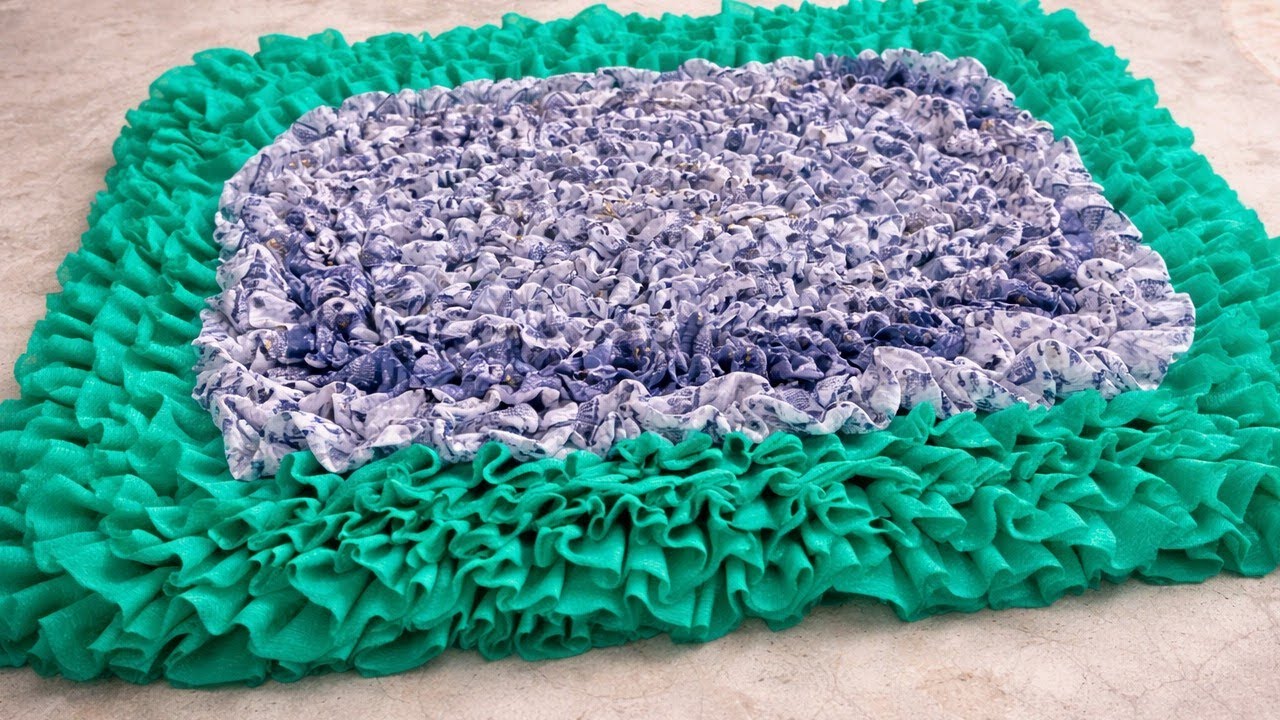 Hard Base Ruffle Mat DIY Handmade Ruffle Mat | Cloth Floor Mat Making | Easy home Decoration ...