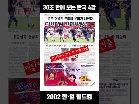 2002월드컵 한국 4강 30초만에 보기(신문 헤드라인)