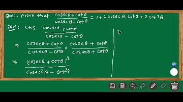Prove that (cosecθ+cotθ)/(cosecθ-cotθ) =1+2cosecθcotθ +2cot²θ. #class11maths #trigonometricfunction