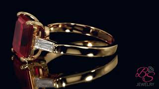 4.5 CTW Emerald Cut Ruby Engagement Ring "Nice"