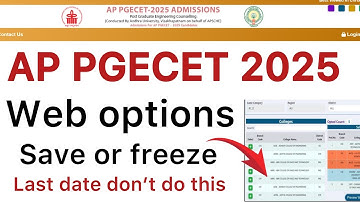 AP PGECET 2025 WEB OPTINS LAST DATE 2025 | AP PGECET 2025 WEB OPTIONS SAVE OR FREEZE 