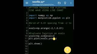 #Program for plotting #sine #wave using #line_chart #Python screenshot 3