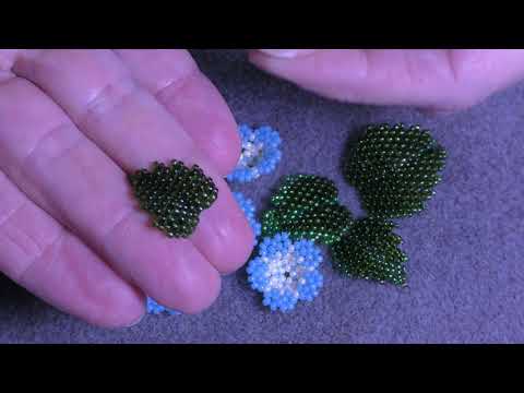 Tutorial: Beaded 3D Leaf. Объемный листочек из бисера в двух техниках плетения.