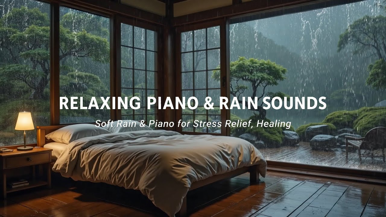 3 Hours NO ADS Sleep Music Soft Piano & Rain Sounds for Deep Sleep ...