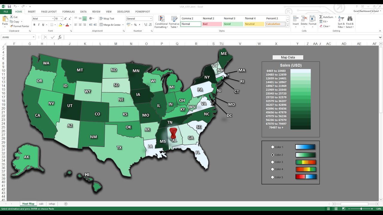 Excel Us Map Chart Template