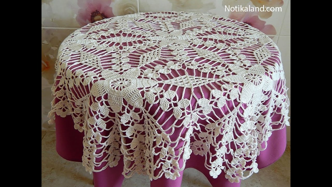Crochet motif patterns for tablecloth Part 8 Border   Diy crochet tablecloth