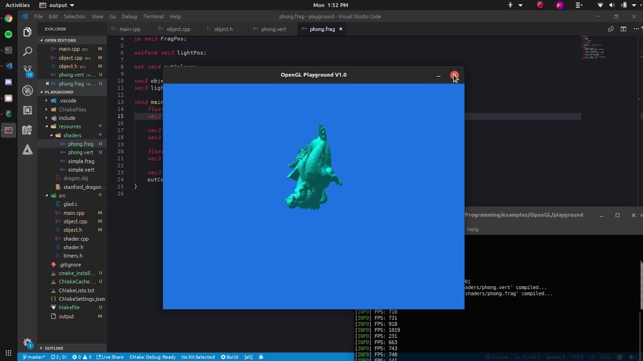OpenGL Simple 3D Object Renderer (with diffuse lighting) (C++) - YouTube