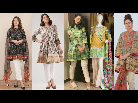 Stylish Short Kurti And Frock Design In Lawn For Summer 21 Short Frock Casual Wear Dress Youtube