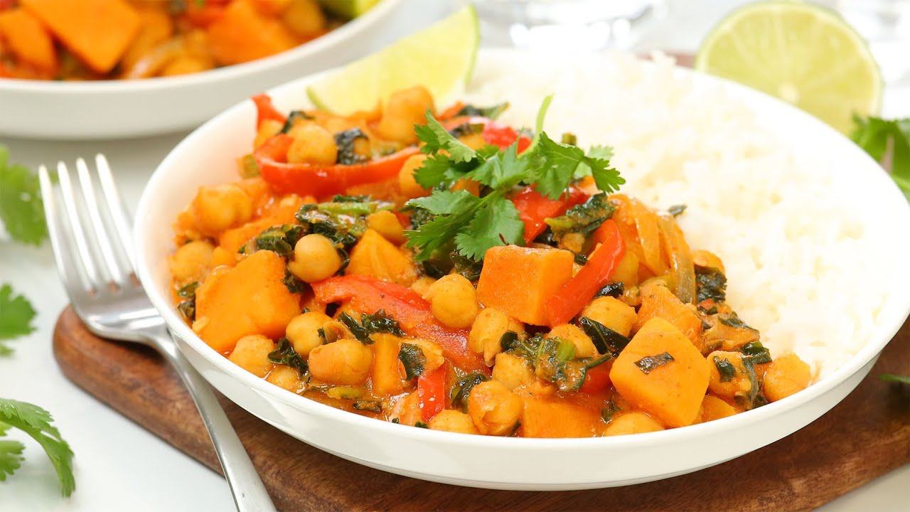 Red Thai Curry with Sweet Potatoes & Chickpeas | Healthy 30 Minute Meals | The Domestic Geek
