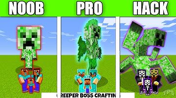 Minecraft Battle : Creeper Mutant FAMILY CRAFTING CHALLENGE - NOOB vs PRO vs HACKER vs GOD Animation