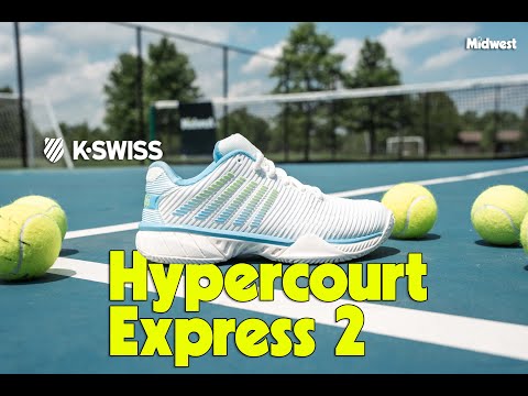 K Swiss Hypercourt Express 2 Womens Tennis Shoe - Vaporous Gray/White/Blue Glow