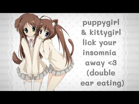 puppygirl and kittygirl lick your insomnia away (double ear eating) thumbnail