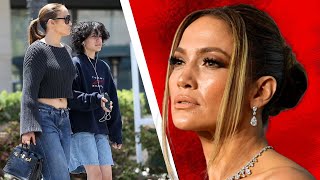 Jennifer Lopez Flaunts Toned Abs in Stylish Outfit with Daughter Emme in Beverly Hills